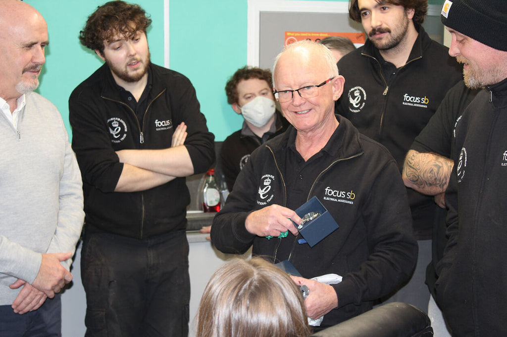 Chris was presented with an Omega diving watch by our new Managing Director, Ciaran Mitchell.