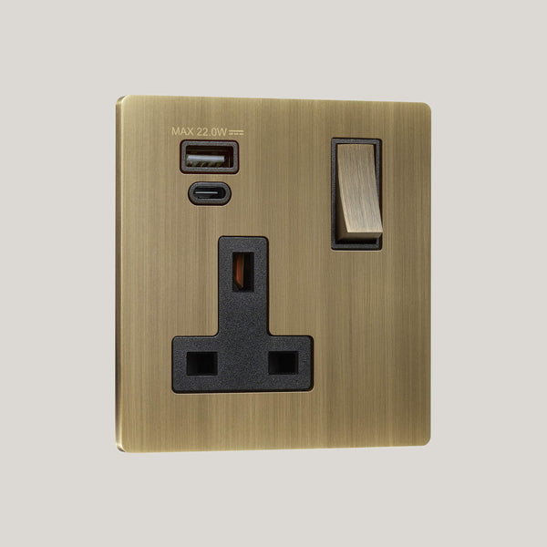 BLACK INSERTS/1G Black-22W/Lutron Signature Square 1G Black-22W/Aged Brass