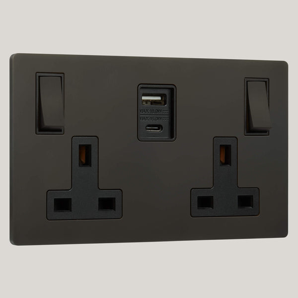 BLACK INSERTS/2G Black-45W/Lutron Signature Square 2G Black-45W/Aged Bronze