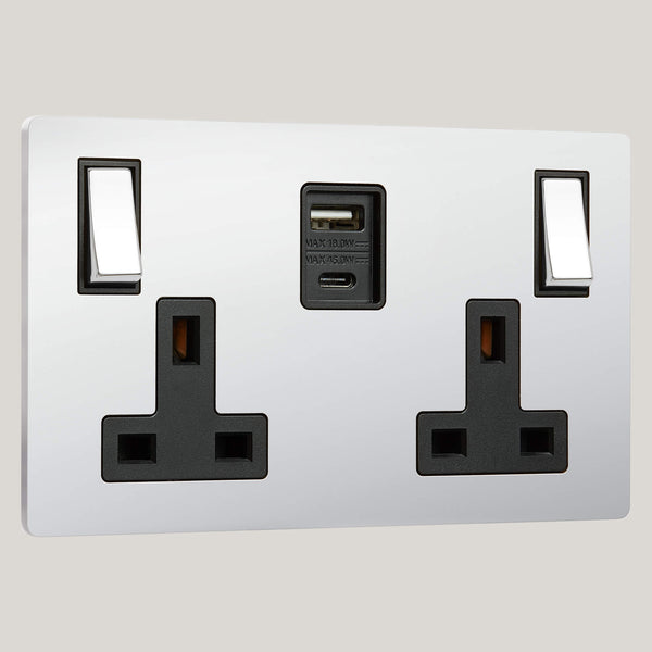 BLACK INSERTS/2G Black-45W/Lutron Signature Square 2G Black-45W/Bright Chrome