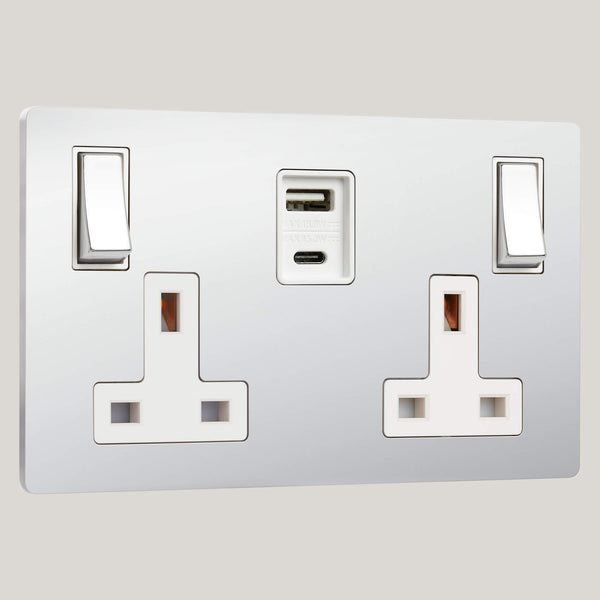 WHITE INSERTS/2G White-45W/Lutron Signature Square 2G White-45W/Bright Chrome