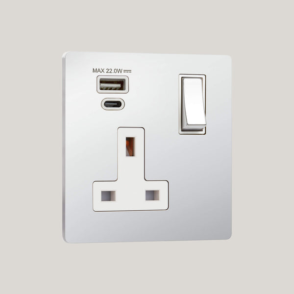 WHITE INSERTS/1G White-22W/Lutron Signature Square 1G White-22W/Bright Chrome