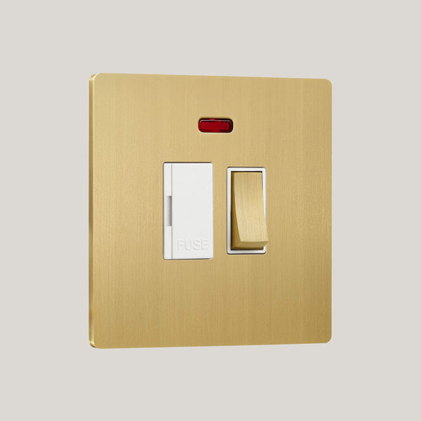 White Inserts/Lutron Signature Square White/Brushed Brass