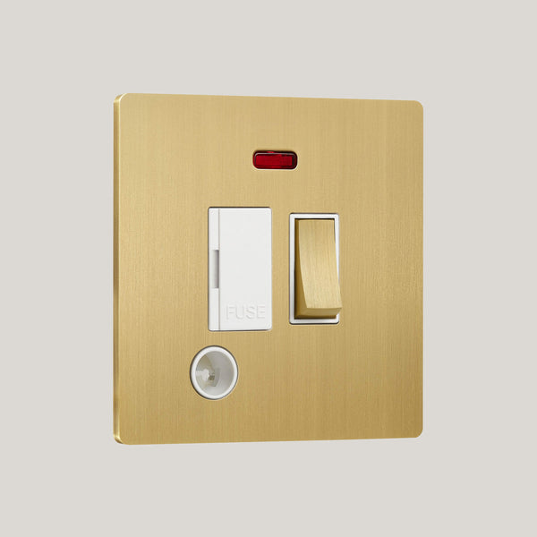 White Inserts/Lutron Signature Square White/Brushed Brass