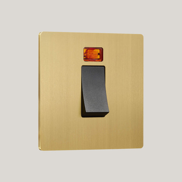 Black Inserts/Black Led/1G Led Black/Lutron Signature Square 1G-Led Black/Brushed Brass