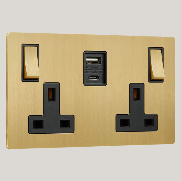BLACK INSERTS/2G Black-45W/Lutron Signature Square 2G Black-45W/Brushed Brass