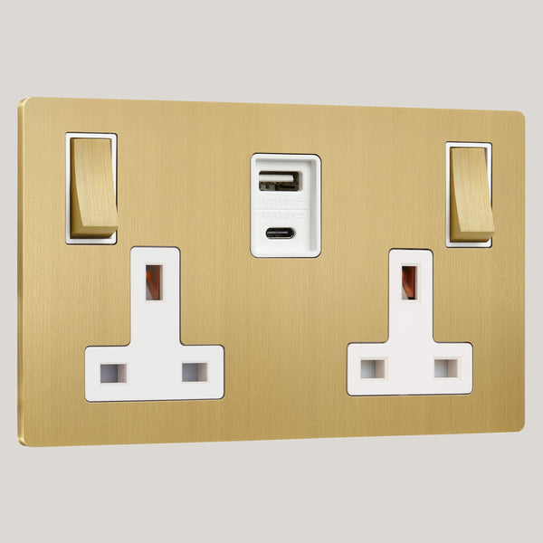 WHITE INSERTS/2G White-45W/Lutron Signature Square 2G White-45W/Brushed Brass