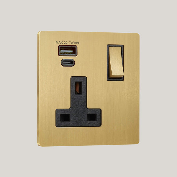 BLACK INSERTS/1G Black-22W/Lutron Signature Square 1G Black-22W/Brushed Brass