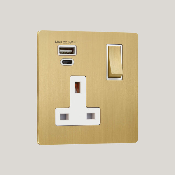 WHITE INSERTS/1G White-22W/Lutron Signature Square 1G White-22W/Brushed Brass