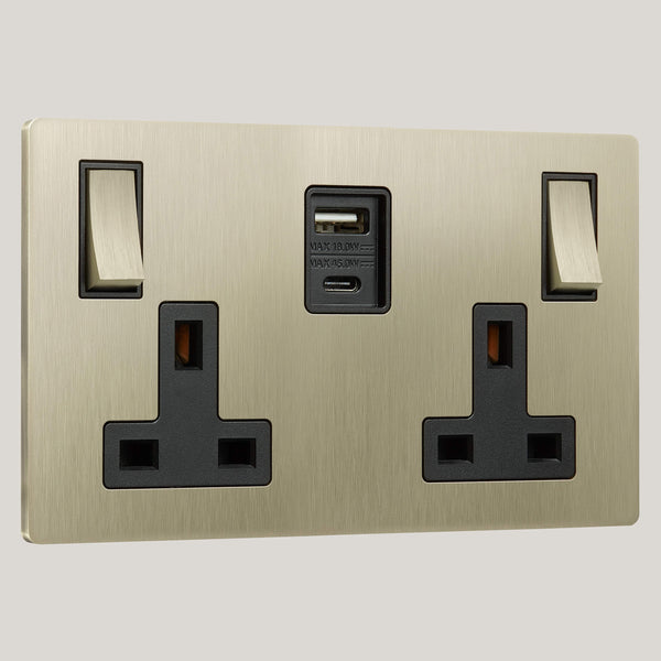 BLACK INSERTS/2G Black-45W/Lutron Signature Square 2G Black-45W/Champagne