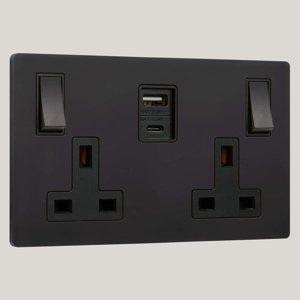 BLACK INSERTS/2G Black-45W/Lutron Signature Square 2G Black-45W/Matt Black