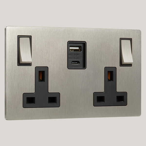 BLACK INSERTS/2G Black-45W/Lutron Signature Square 2G Black-45W/Satin Nickel