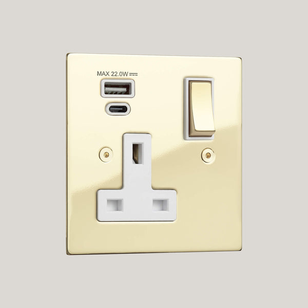 WHITE INSERTS/1G White-22W/Ambassador Square 1G White-22W/Polished Brass Unlacquered