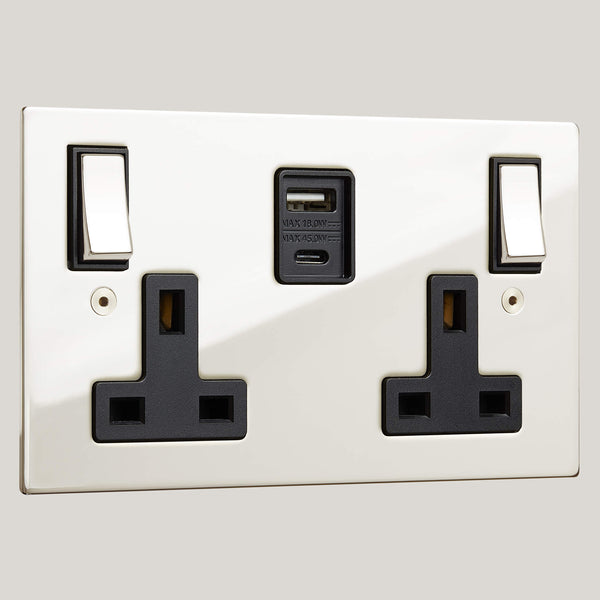 BLACK INSERTS/2G Black-45W/Ambassador Square 2G Black-45W/Polished Nickel