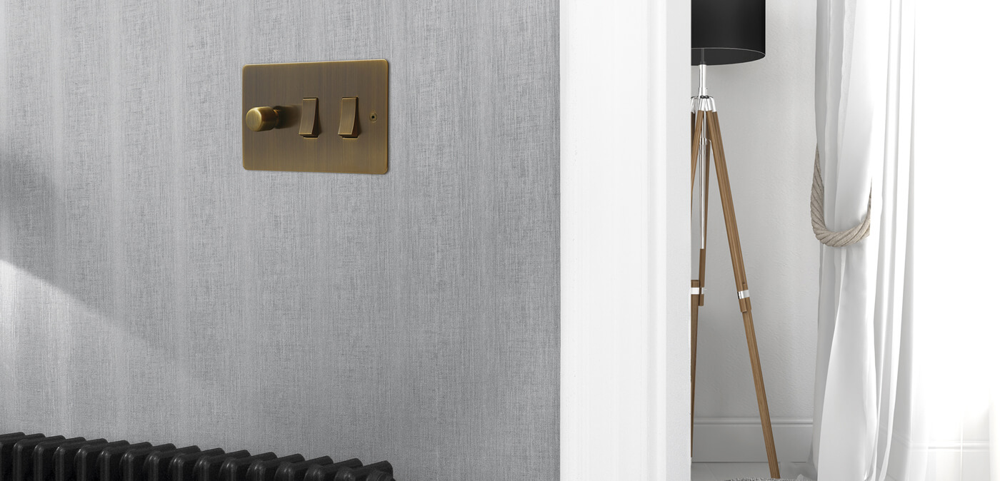 Combination switches Dimmer and rocker switch on one plate