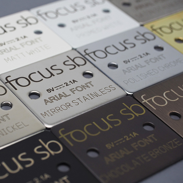 Laser marking service for metal switch plates Focus SB