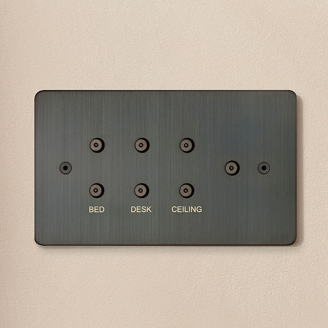 2-gang-horizontal-5-button-antique-brass-control-switches-Focus-SB