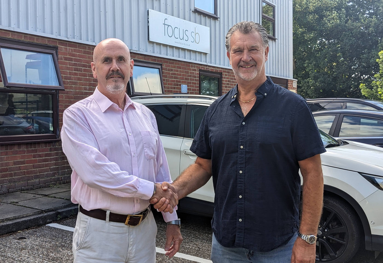 MD Designate, Ciaran Mitchell with MD, Gary Stevens at Focus SB’s Head Office and main factory in Napier Road.
