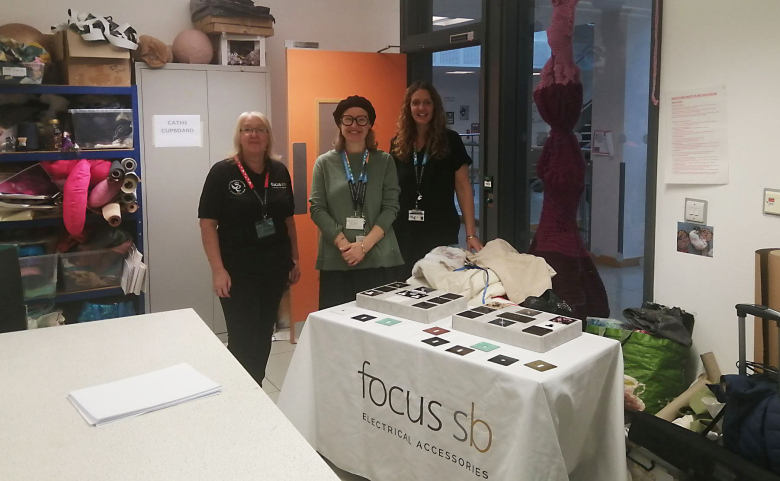 Careers East Sussex Industry Champion, Mrs Jo Cloute Focus SB HR and Customer Aftercare Manager (left) at Hastings College careers event.
