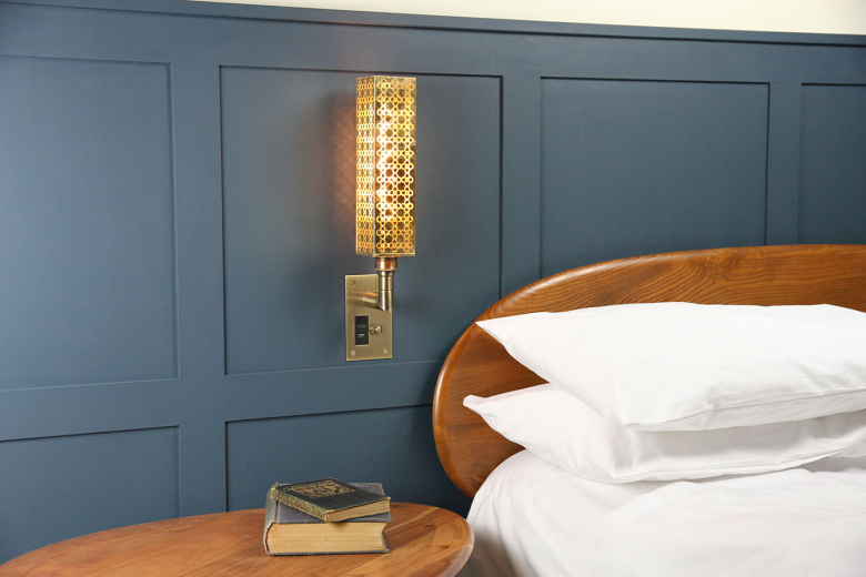 Bespoke Focus SB® Ambassador Wall Light with handcrafted Moroccan gold leaf glass shade.