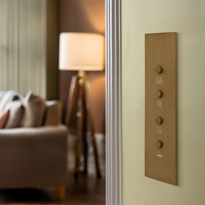 4G low-voltage round button architrave switch with laser marking Renaissance Sienna