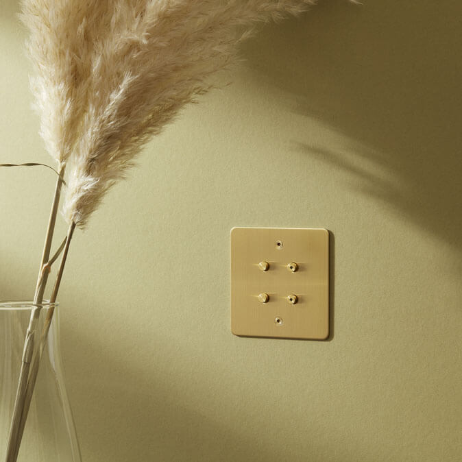 4-gang-2-buttons-LED-satin-brass-control-switches-Focus-SB
