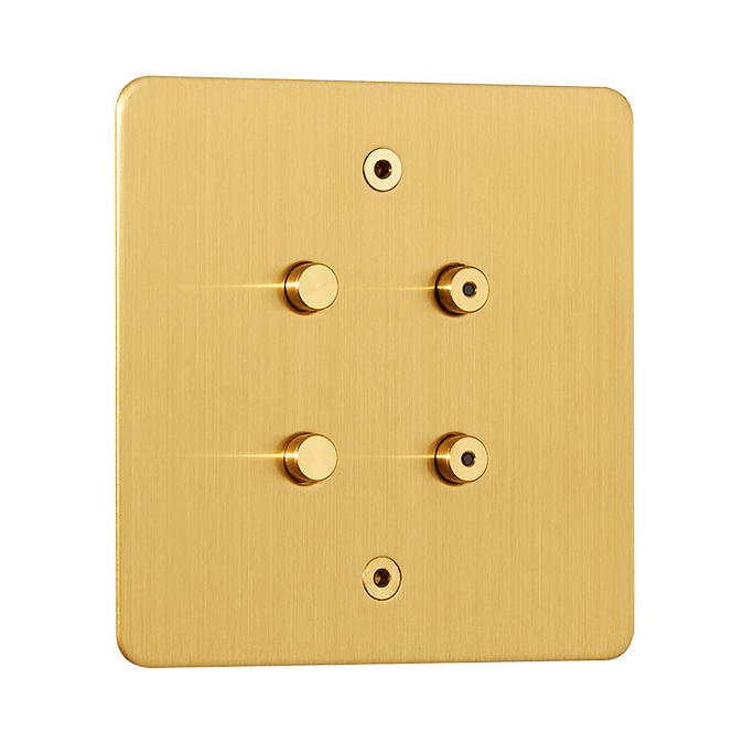 7-gang-horizontal-button-LED-satin-brass-control-switches-Focus-SB