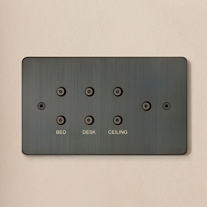 7-gang-horizontal-button-LED-laser-marked-Jordan-bronze-control-switches-Focus-SB