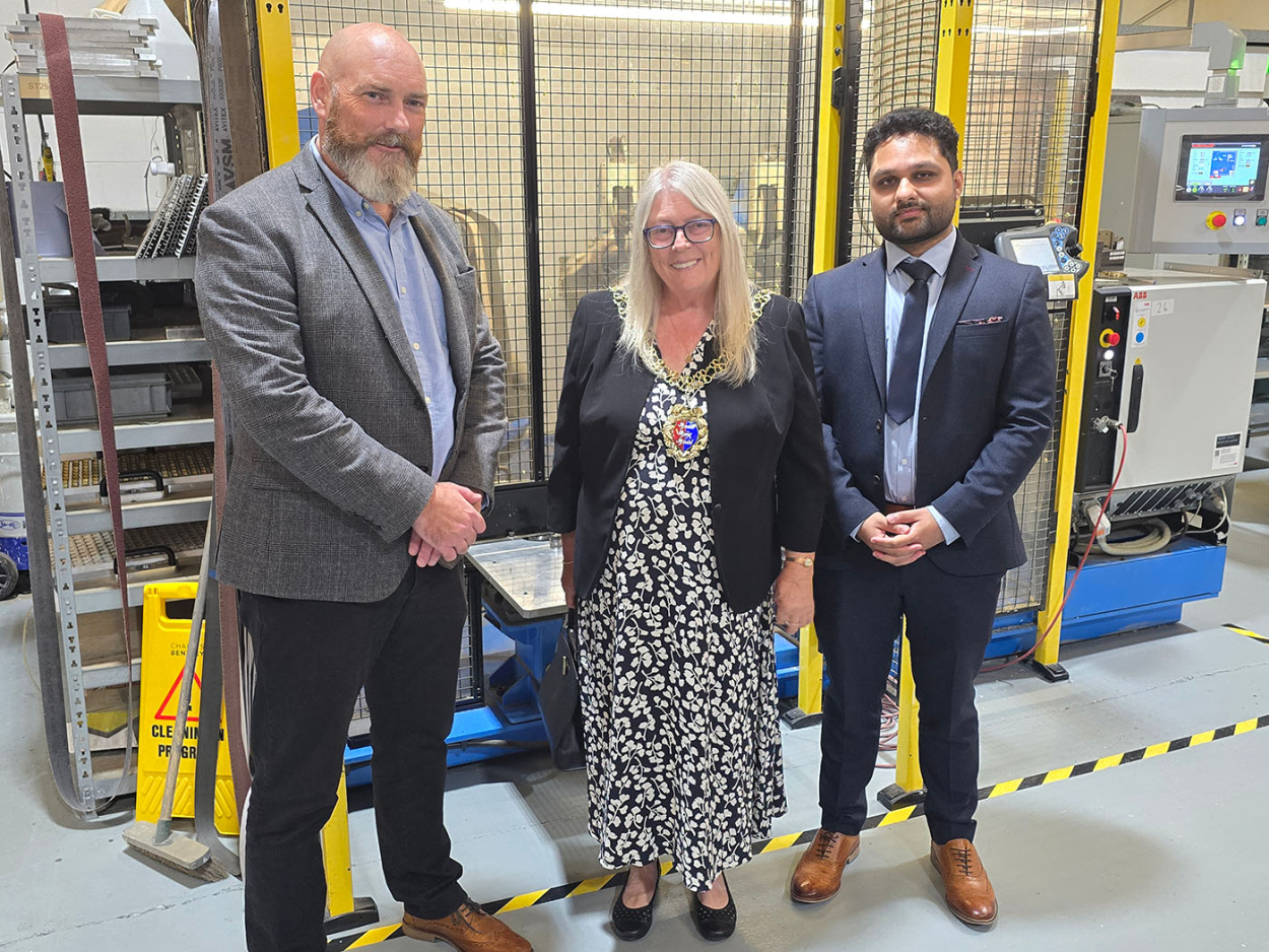 Left to right Nick Hayler, Director of Member Services &amp; Head of Building Electrical Systems at BEAMA,local Labour Councillor and Hastings Mayor, Judy Rogers and Fhaheen Khan, Senior Economist at Make UK.