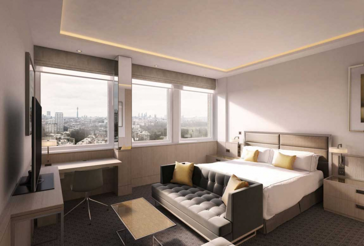 Luxury Royal Lancaster London bedroom, image copyright Studio Proof.