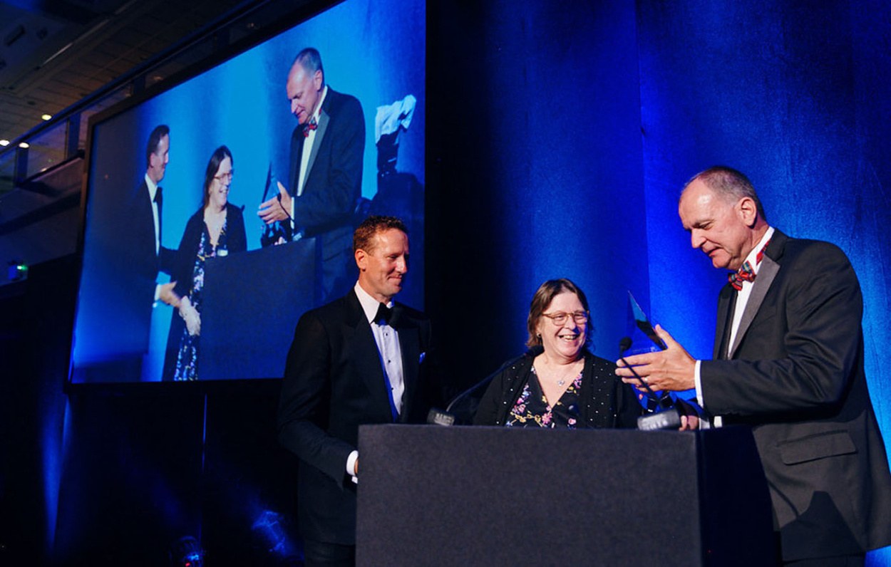 From left: Celebrity host Brendan Cole, pictured with Focus SB's Assembly and Warehouse Manager, Val Chandler and Company director, Harry Sherrard, founder and owner Sherrards Employment Law Solicitors