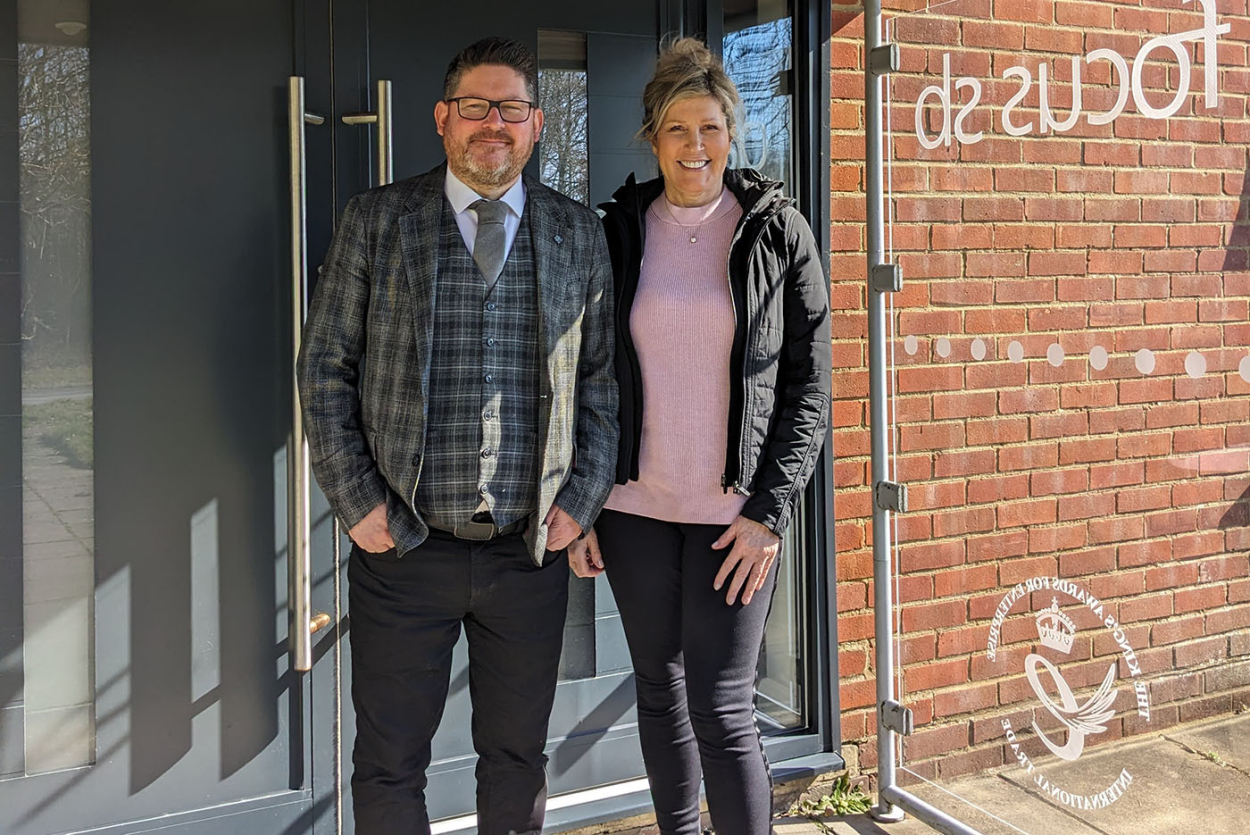 Sales and Marketing Manager, Steve Moss with Dr Vanessa Brady OBE
