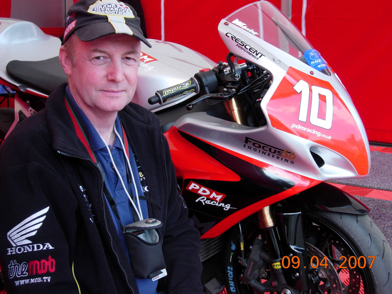Nick Howe pictured in 2007 at Brands Hatch. Tinkering with motorbikes is another of Nick&rsquo;s passions along with mechanical clocks, watches and ballroom dancing.