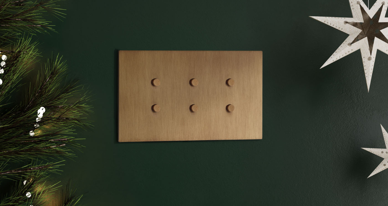 Renaissance 6G horizontal control switches in Sienna finish