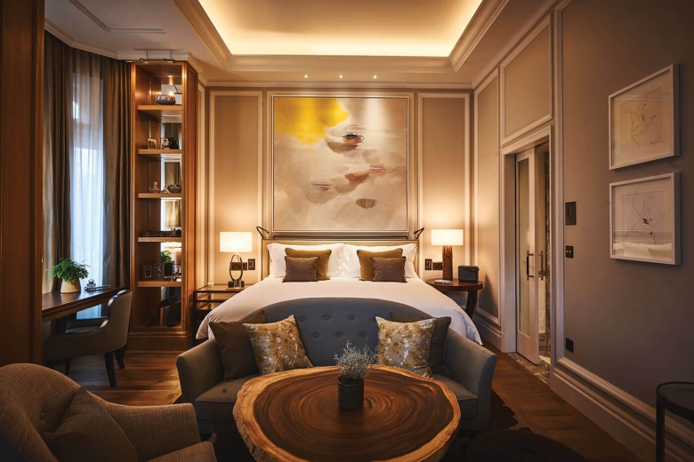 A suite at the Belmond Cadogan Hotel London &ndash; Natural forms and organic shapes influence the FF&amp;E as a subtle reference to Sir Hans Sloane, whose fascination with nature and science, and his own extensive collection of artefacts and curiosities heavily influenced the narrative of the guestrooms.