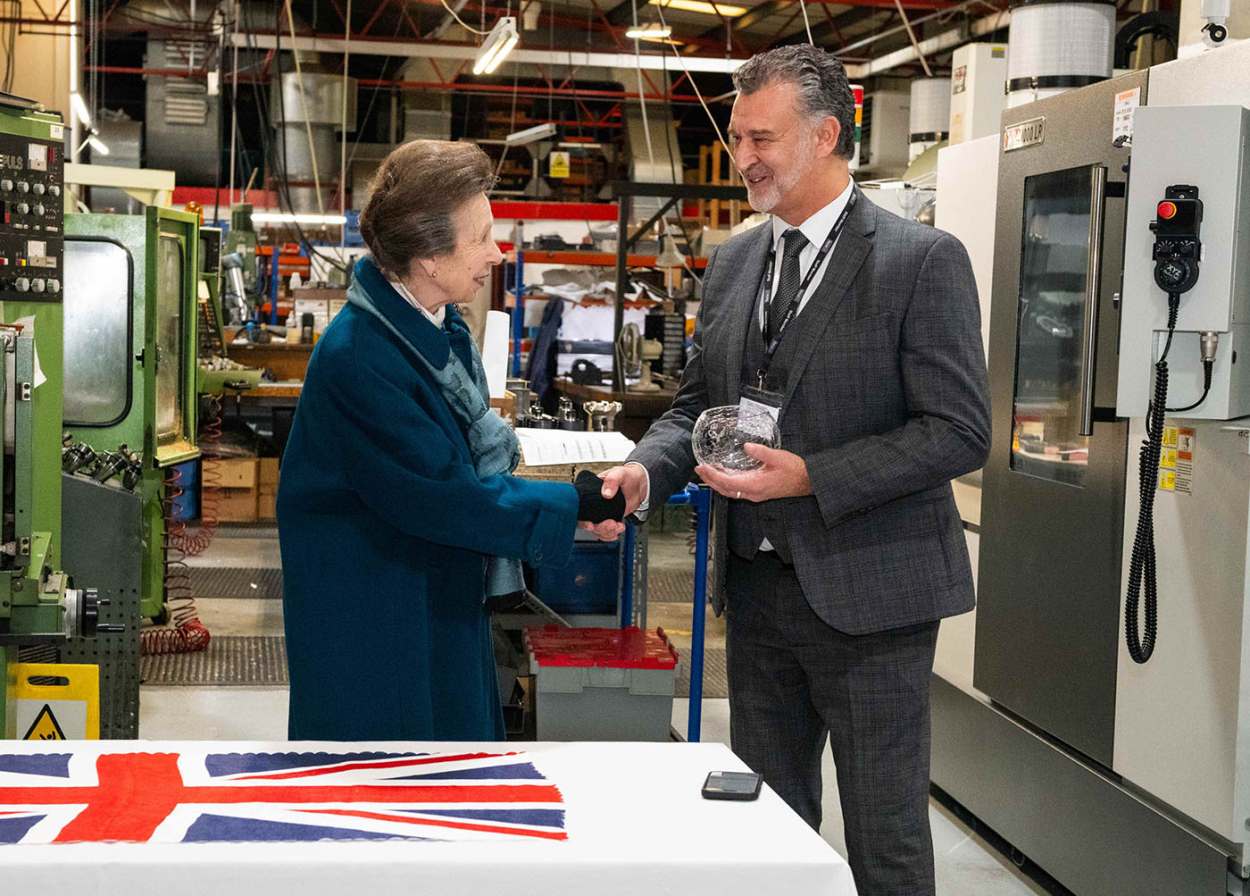 HRH The Princess Royal presents the King&rsquo;s Award for Enterprise crystal trophy to MD Gary Stevens, Alex Lloyd Zoom Photography Ltd.